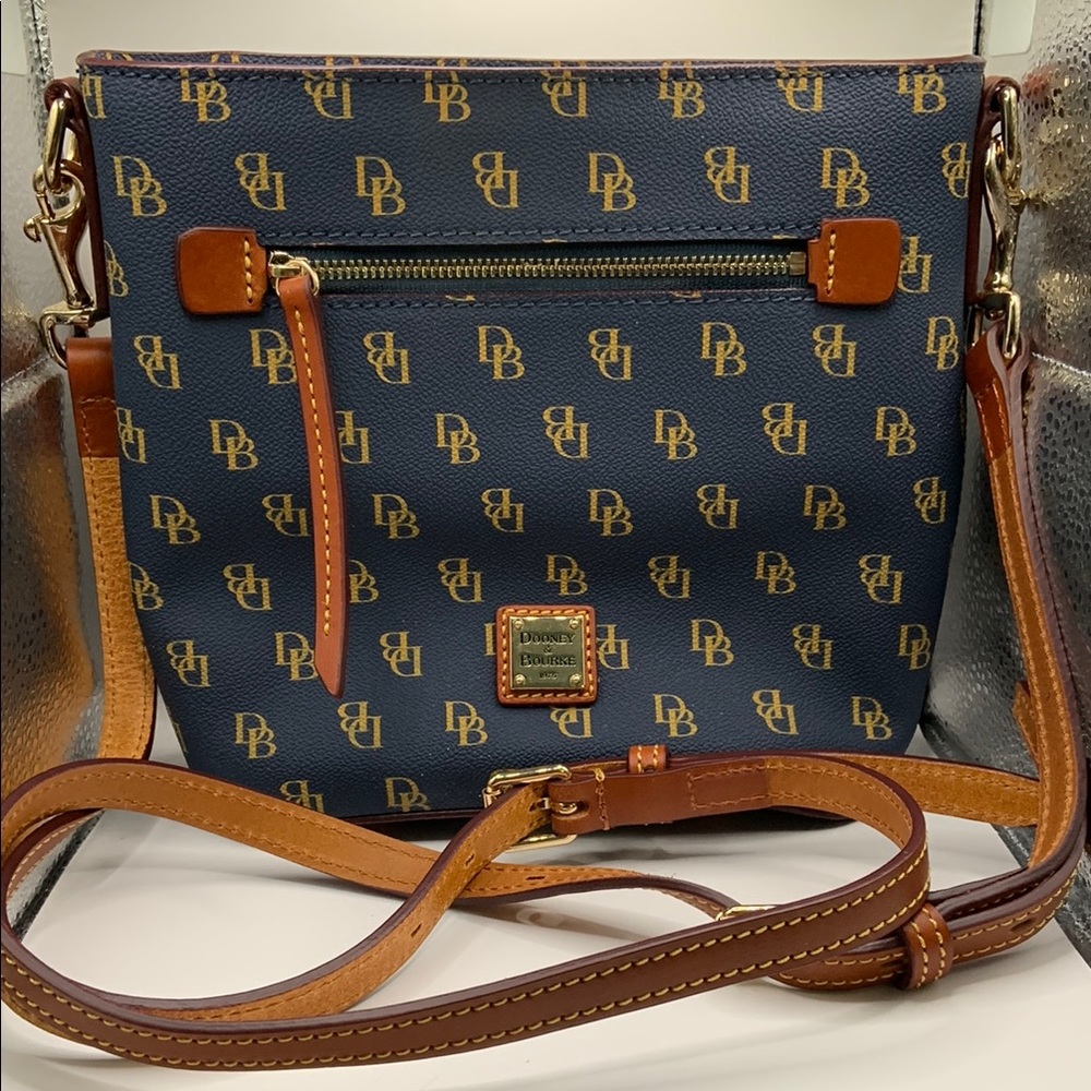 Dooney & Bourke Navy and Tan Gretta Small Crossbody Bag
